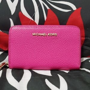 Michael Kors Hot Pink Leather Card Case